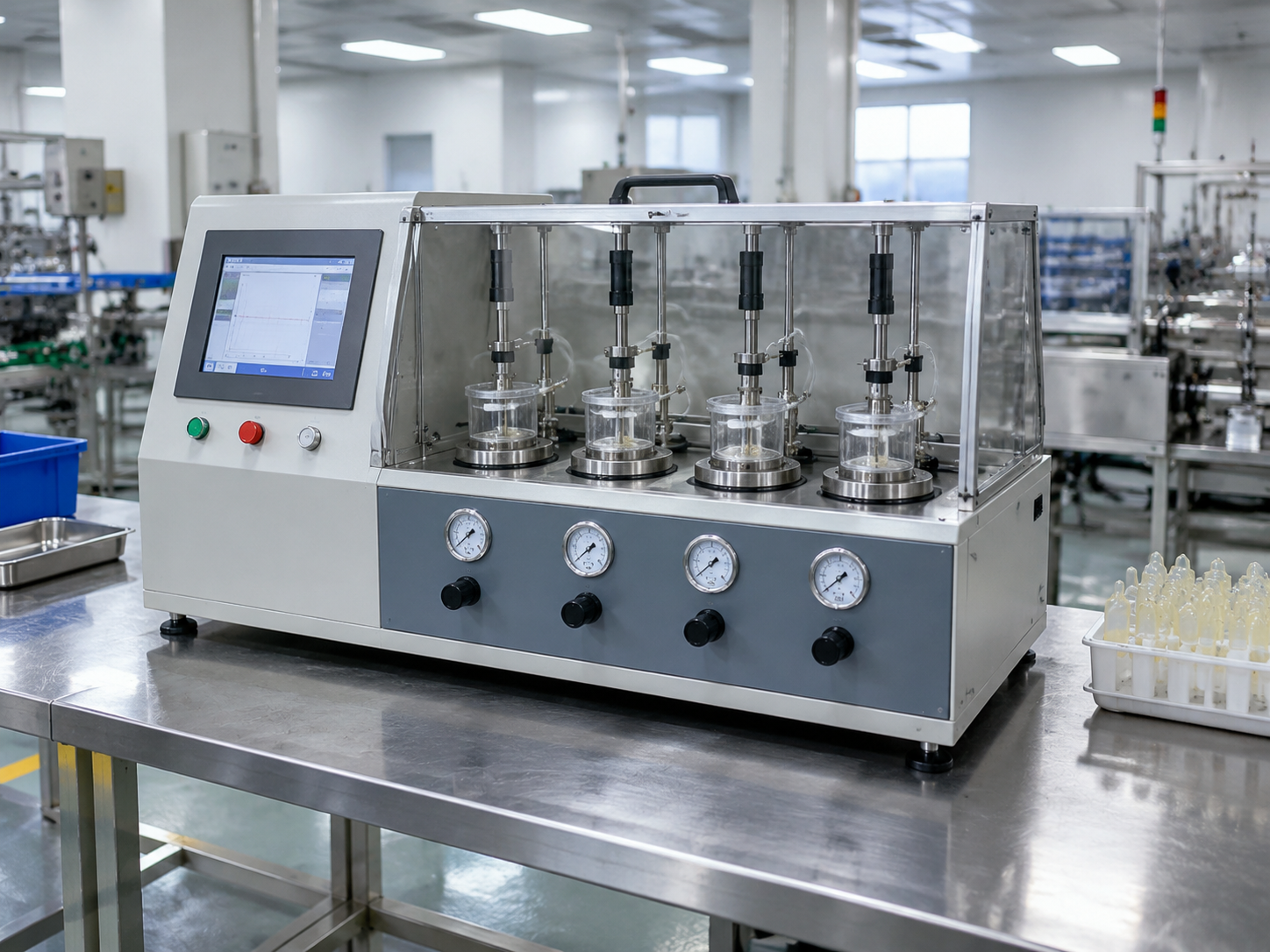 Infographic showing the five buyer inputs required before a testing instrument can be quoted: standard and clause, product dimensions, throughput target, supply voltage, and export certification, arranged as a checklist flow diagram